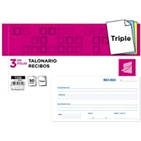 Liderpapel - Talonario Recibos 3-F║ Apaisado Original Y 2 Copias Sin Matriz